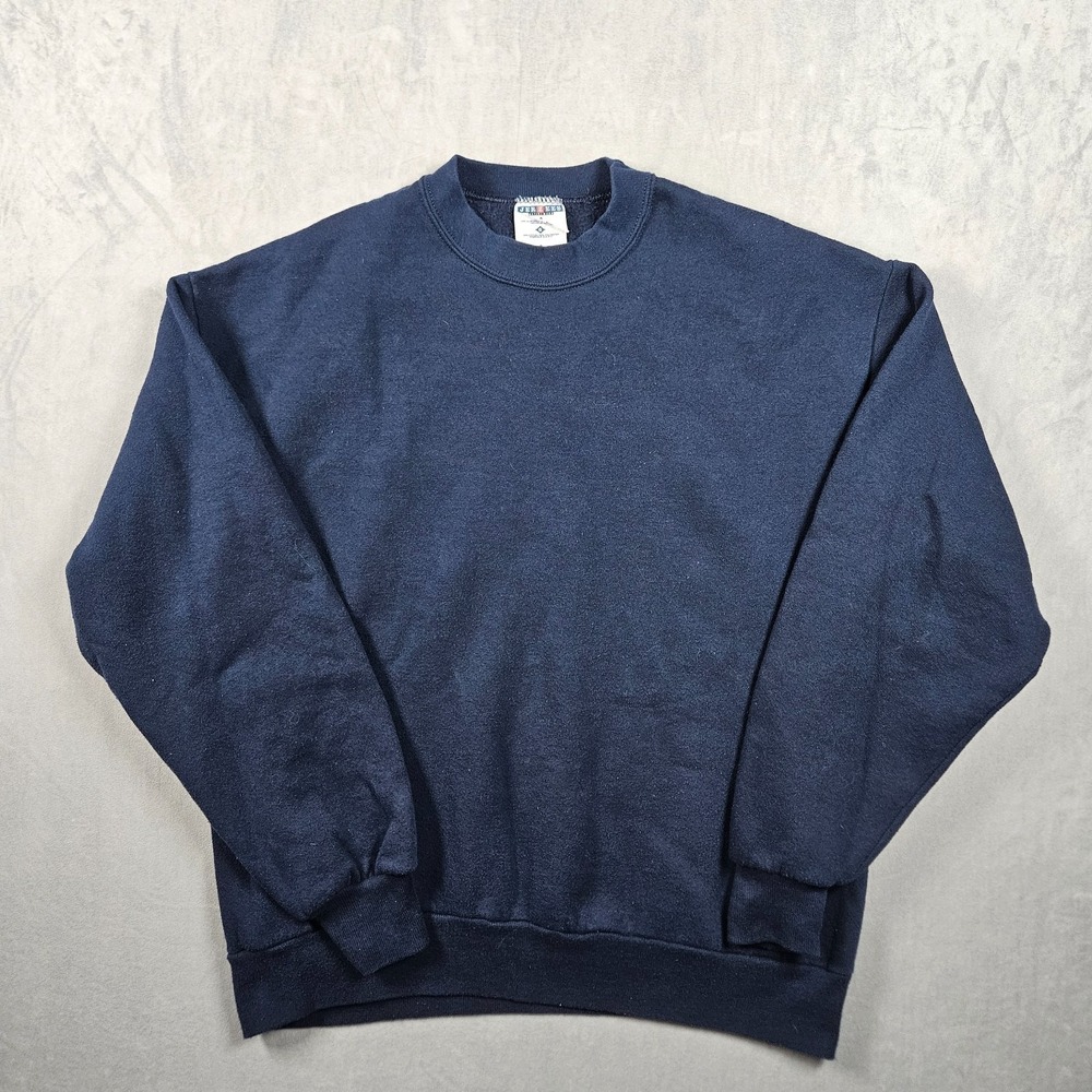 Vintage Jerzees Sweatshirt Mens Large Blue Blank Crewneck Made In USA Y2K